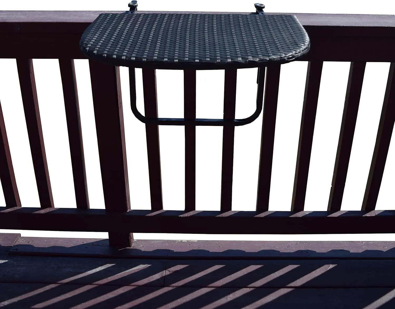 Oakland Living Balcony Railing Wicker Table, Black