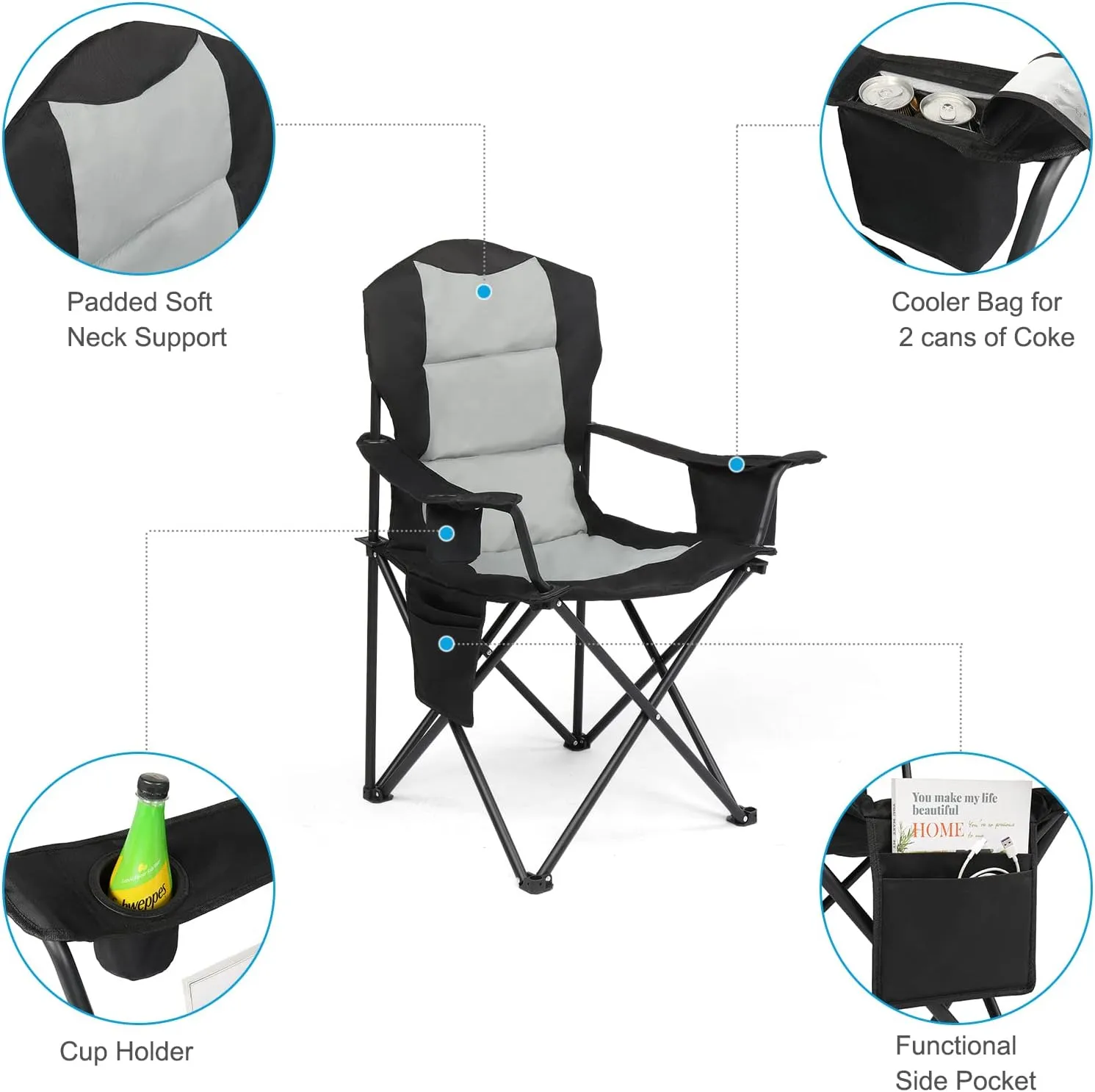 Ochine Camping Chair Portable Folding Camp Chair Heavy Duty Supports 230 Lbs Outdoor Compact Ultralight Folding Backpacking Chairs Backpack Chair in a Bag for Outdoor, Camp, Picnic, Hiking, Beach
