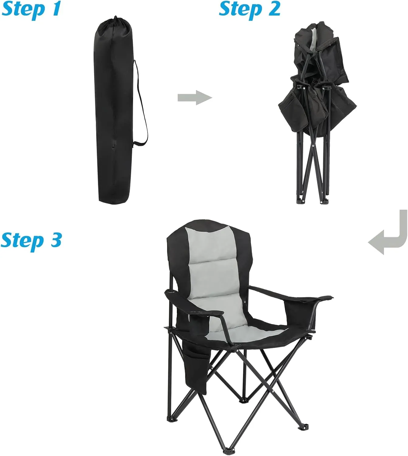 Ochine Camping Chair Portable Folding Camp Chair Heavy Duty Supports 230 Lbs Outdoor Compact Ultralight Folding Backpacking Chairs Backpack Chair in a Bag for Outdoor, Camp, Picnic, Hiking, Beach