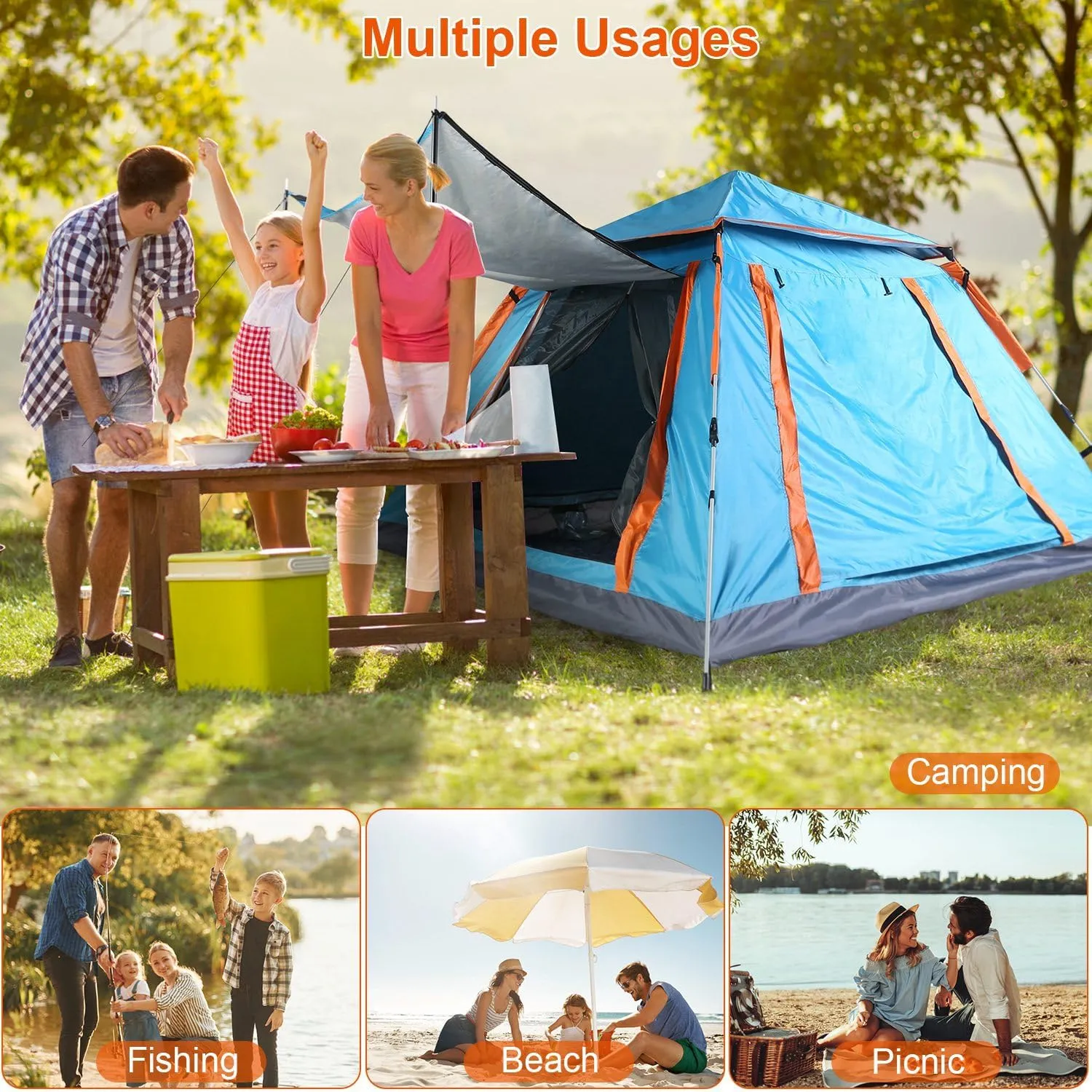 Ochine Instant Pop Up Tent Family Camping Tent for 4-5 Person, Pop Up Camping Tent Portable Tent Automatic Tent Waterproof Windproof Tent for Camping Hiking Traveling Beach