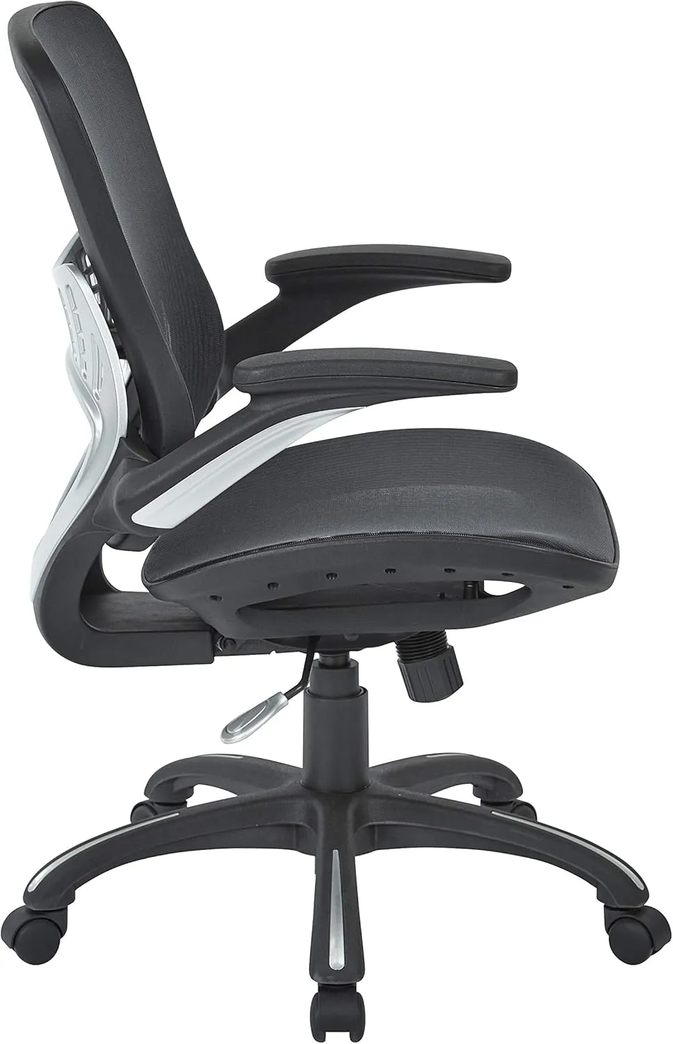 Office Star Riley Ventilated Manager's Office Desk Chair with Breathable Mesh Seat and Back, Black Base with Black