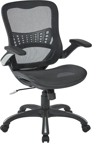 Office Star Riley Ventilated Manager's Office Desk Chair with Breathable Mesh Seat and Back, Black Base with Black