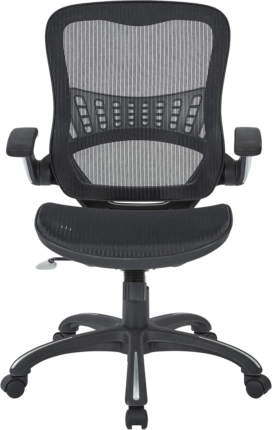 Office Star Riley Ventilated Manager's Office Desk Chair with Breathable Mesh Seat and Back, Black Base with Black