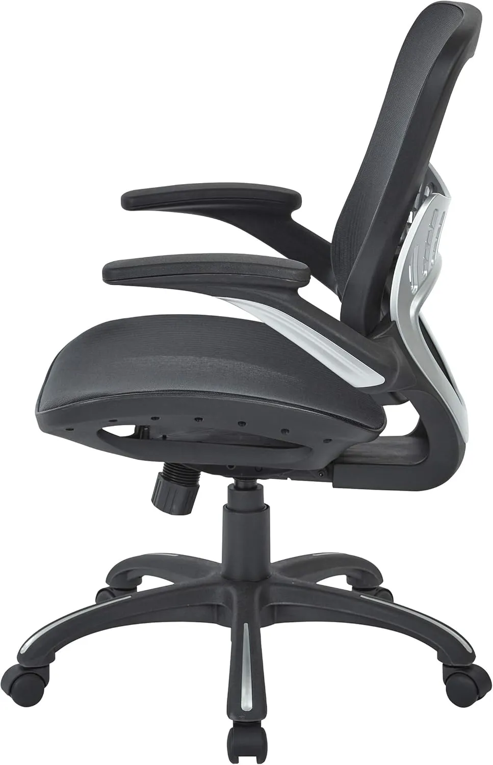 Office Star Riley Ventilated Manager's Office Desk Chair with Breathable Mesh Seat and Back, Black Base with Black