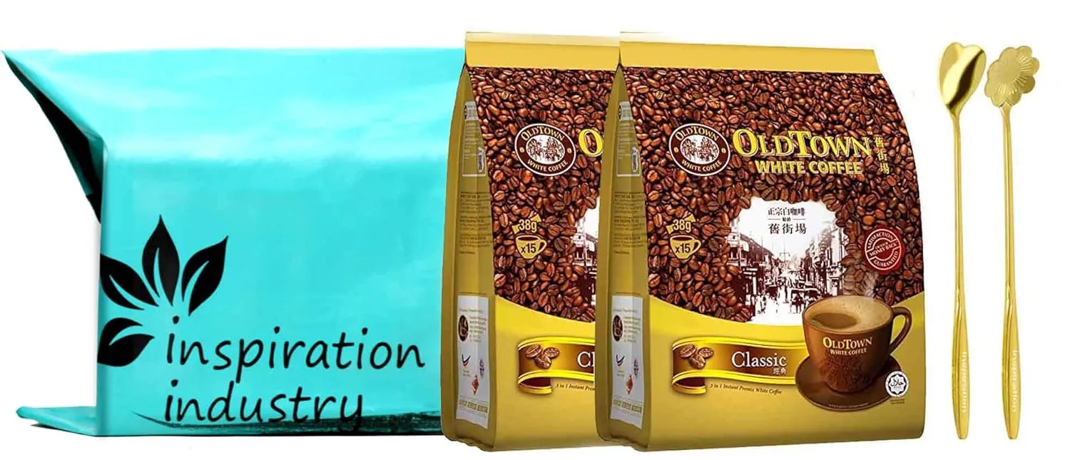 Old Town Instant White Coffee Combination Set - Malaysia Old Town Original 3 in 1 Classic White Coffee, Instant Coffee - 15 Sticks x 38 g (2 Packs)