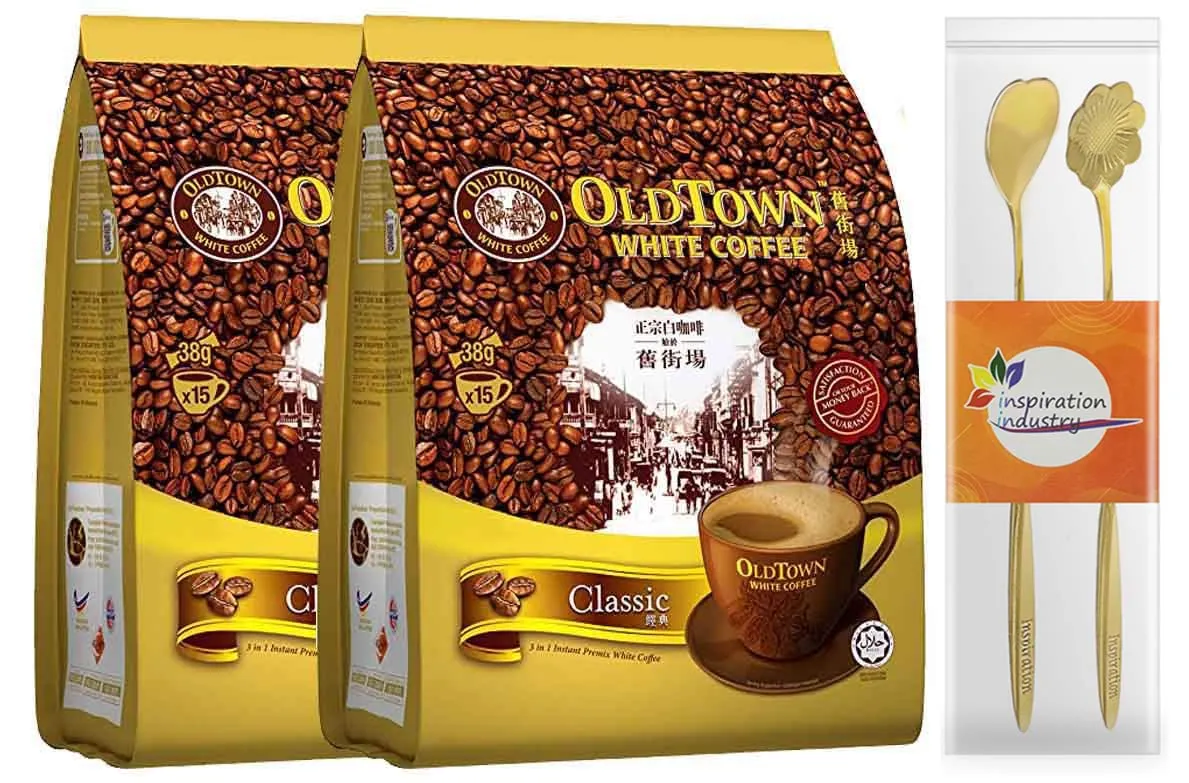 Old Town Instant White Coffee Combination Set - Malaysia Old Town Original 3 in 1 Classic White Coffee, Instant Coffee - 15 Sticks x 38 g (2 Packs)