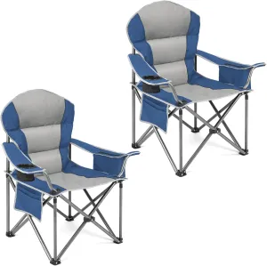 OLIXIS Heavy Duty Camping Chairs 450lbs Capacity Portable Folding Chair with Cup Holder and Cooler Bag,Sturdy Steel Frame Outdoor Chair for Backyard,Beach,Fishing