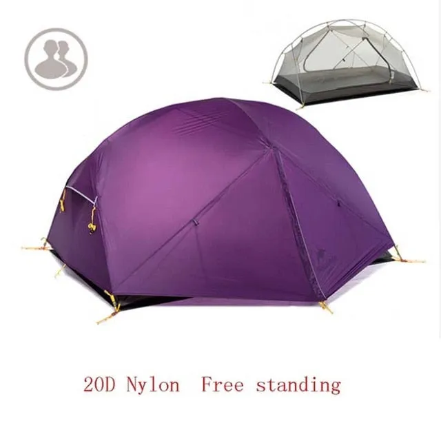 On-time delivery Persons 2 Outdoor Silicone Camping Ultralight Nylon Impeccable Tent Double Naturehike Waterproof 3 for Layer Tent Season 20D Fabic Mongar