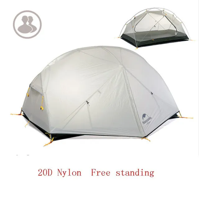 On-time delivery Persons 2 Outdoor Silicone Camping Ultralight Nylon Impeccable Tent Double Naturehike Waterproof 3 for Layer Tent Season 20D Fabic Mongar