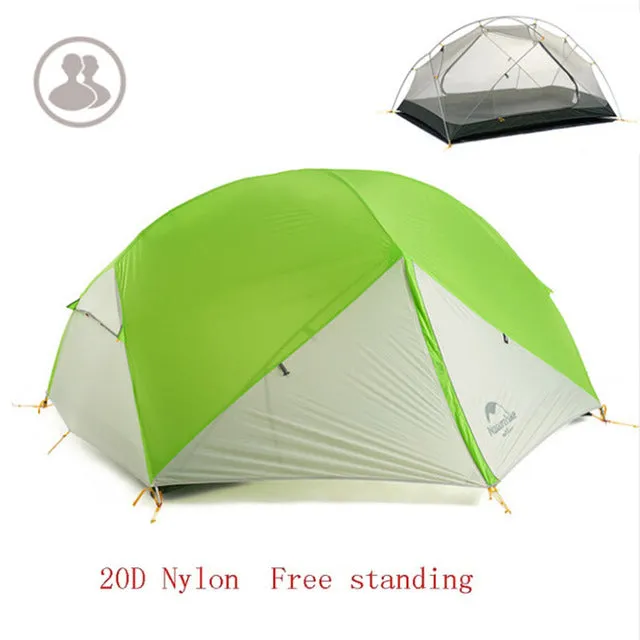 On-time delivery Persons 2 Outdoor Silicone Camping Ultralight Nylon Impeccable Tent Double Naturehike Waterproof 3 for Layer Tent Season 20D Fabic Mongar