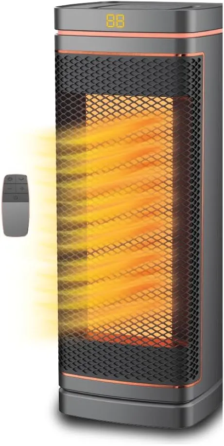 Ontel Handy Heater Copper Core Tower (1500 W) - Adjustable Thermostat, Oscillating Portable Space Heater for Bedroom, Office & More - Quiet & Energy Efficient
