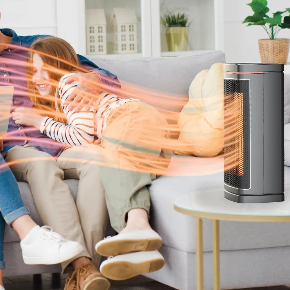 Ontel Handy Heater Copper Core Tower (1500 W) - Adjustable Thermostat, Oscillating Portable Space Heater for Bedroom, Office & More - Quiet & Energy Efficient
