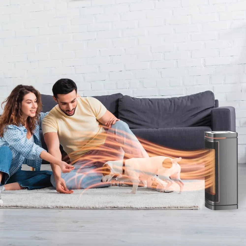 Ontel Handy Heater Copper Core Tower (1500 W) - Adjustable Thermostat, Oscillating Portable Space Heater for Bedroom, Office & More - Quiet & Energy Efficient