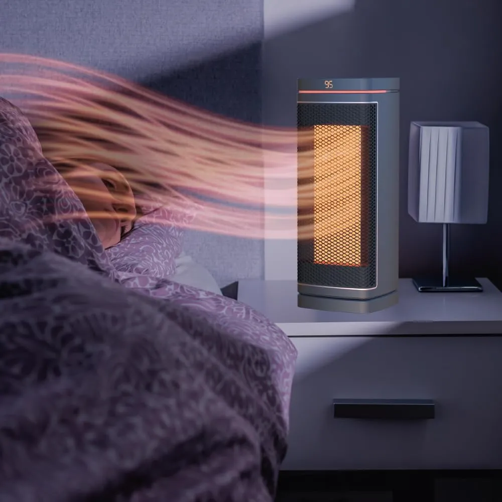 Ontel Handy Heater Copper Core Tower (1500 W) - Adjustable Thermostat, Oscillating Portable Space Heater for Bedroom, Office & More - Quiet & Energy Efficient