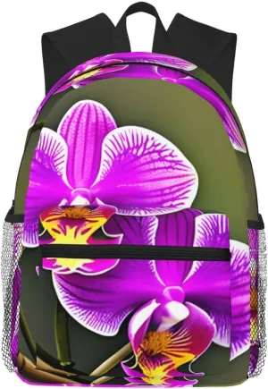 Orchid Flower print Lightweight and comfortable backpack Casual Laptop Backpack for Travel Hiking