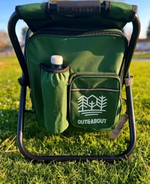 OUT&ABOUT 3-in-1 Backpack Stool Cooler Chair, 400 LBS Max Load, Portable Folding Fishing Cooler Stool (Forrest Green)