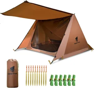 Outdoor 2-Person Dual-Layer Camping Tent Beach Garden Picnic Tent Portable Windproof Rainproof Sunshine-proof Tent Fishing Hiking Sunshine Shelter