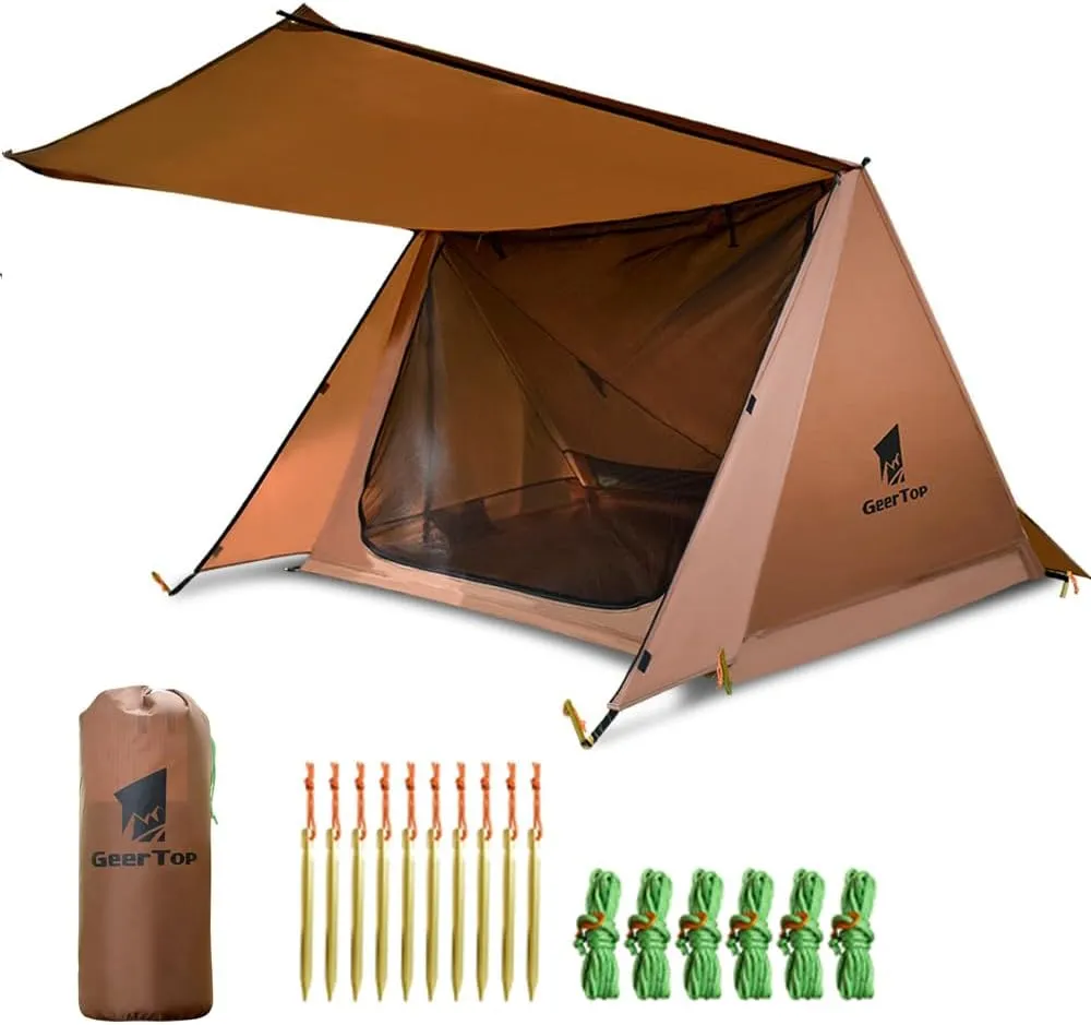 Outdoor 2-Person Dual-Layer Camping Tent Beach Garden Picnic Tent Portable Windproof Rainproof Sunshine-proof Tent Fishing Hiking Sunshine Shelter