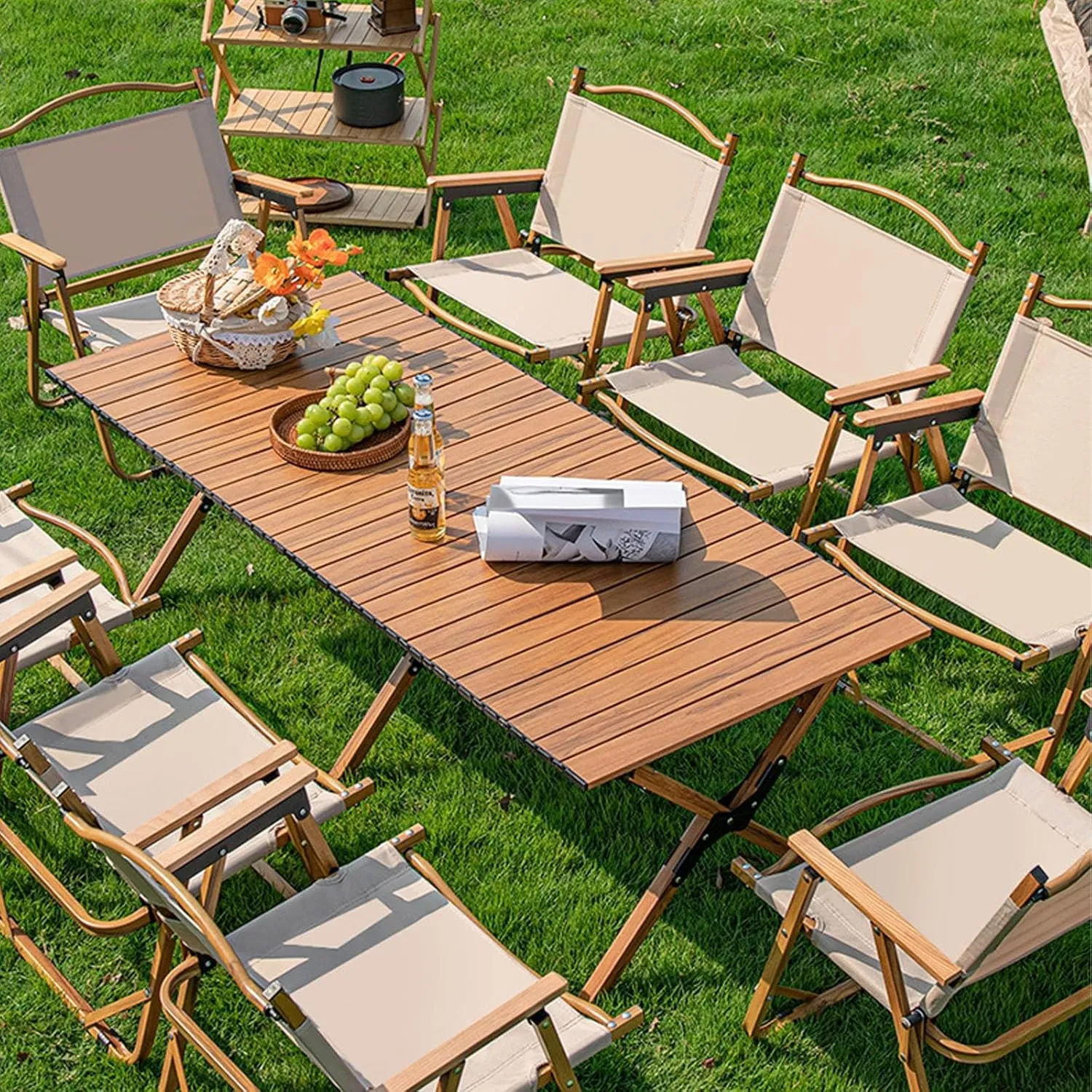 Outdoor Balcony Folding Picnic Table Camping Table Resistant Perfect for Hiking, Fishing, Beach, Cooking