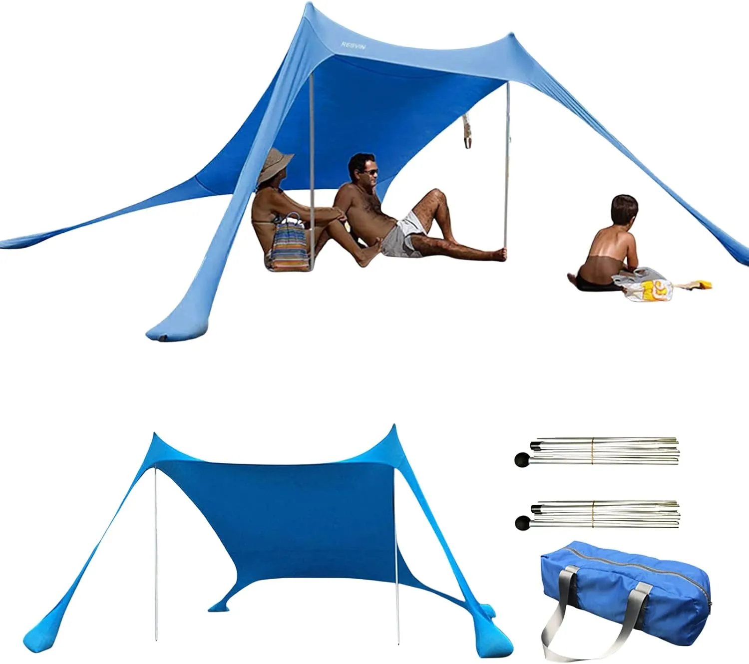 Outdoor Beach Tent Sun Shelter Camping Shades Tents Windproof One-Piece Beach Canopy Tents UPF50  Portable Family Tent