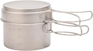 Outdoor Camping Camping Cookware Kit Lightweight Soup Pot Portable Frying Pan Pure Titanium Camping Cooker Set Outdoor Cookware Set Adventures Picnics (Onecolor 2100ml)