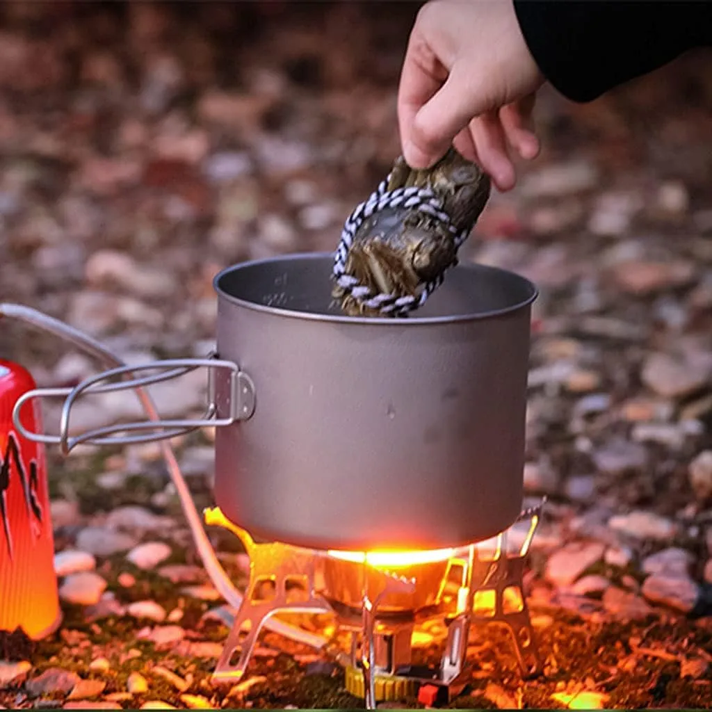 Outdoor Camping Camping Cookware Kit Lightweight Soup Pot Portable Frying Pan Pure Titanium Camping Cooker Set Outdoor Cookware Set Adventures Picnics (Onecolor 2100ml)
