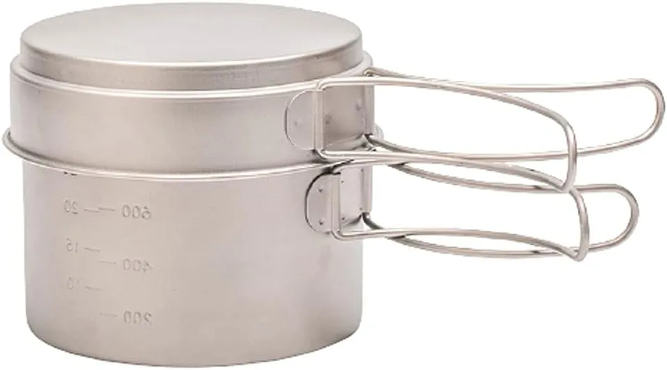 Outdoor Camping Camping Cookware Kit Lightweight Soup Pot Portable Frying Pan Pure Titanium Camping Cooker Set Outdoor Cookware Set Adventures Picnics (Onecolor 2100ml)