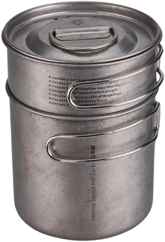 Outdoor Camping Cookware Set Picnics Pots with Folding Handle Stainless Steels Cooking Pots Camping Accessories Enduring