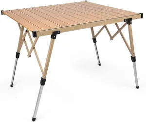 Outdoor Camping Folding Table Aluminum Alloy Portable Picnic Table Lightweight & Height Adjustable Folding Table for Picnics and Outdoor Activities Large Size (Color A)