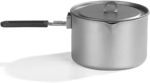 Outdoor Camping Lightweight Camping Cookware Pure Titanium Foldable Handle Soup Pot Lightweight Pot Family Campfire Hiking Camping Cooker Adventures Picnics (2l)