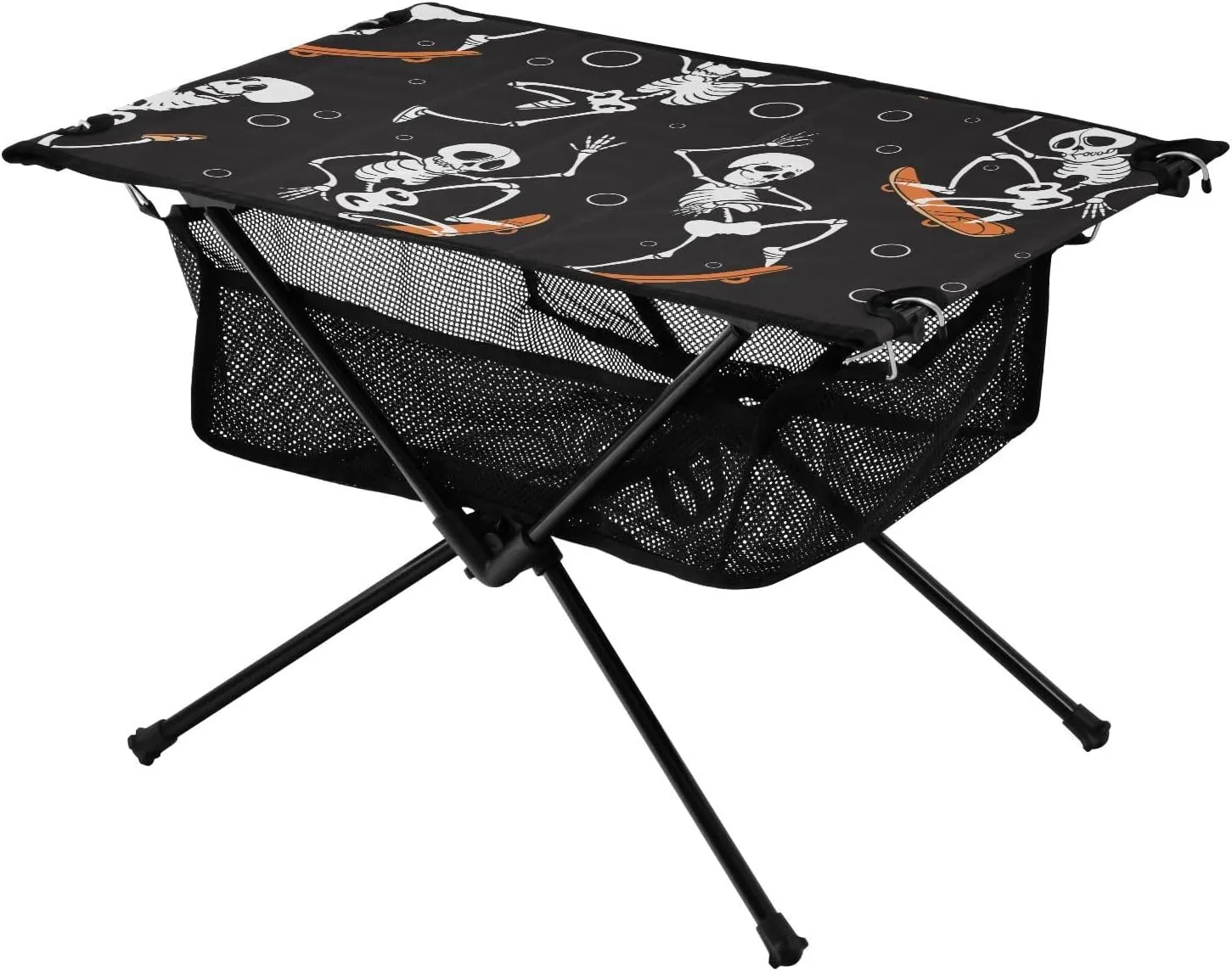 Outdoor Camping Table Skeleton Dancing Happy Black Happy Halloween Compact Expandable Outdoor Picninc Table with Storage Bag for Beach Fishing Camping
