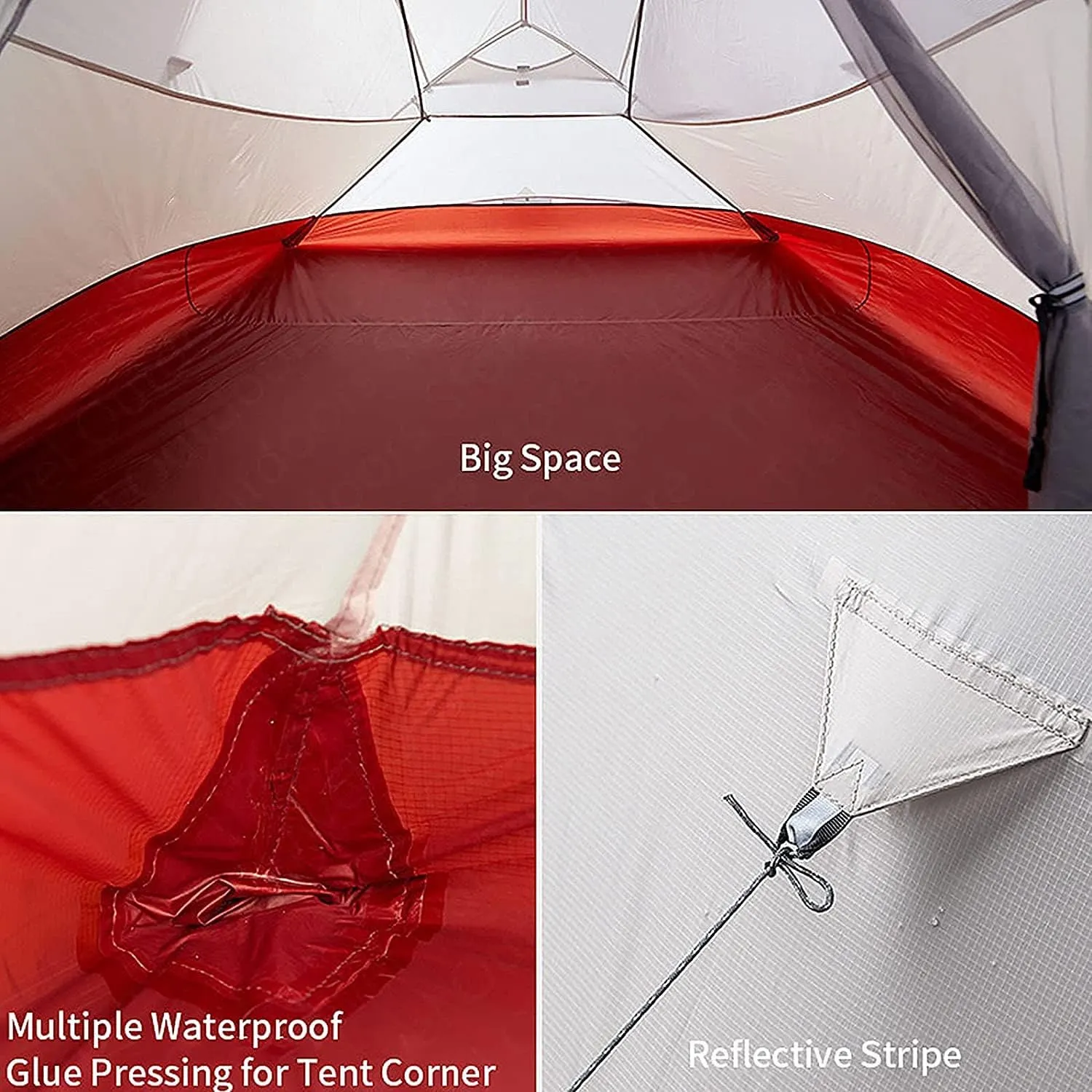 Outdoor Camping Tent, 20D Silicone Double Layer Ultralight Portable Aluminum Pole Tent, Thick Wind Cold Igloo Outdoor Cold and Rain Tent