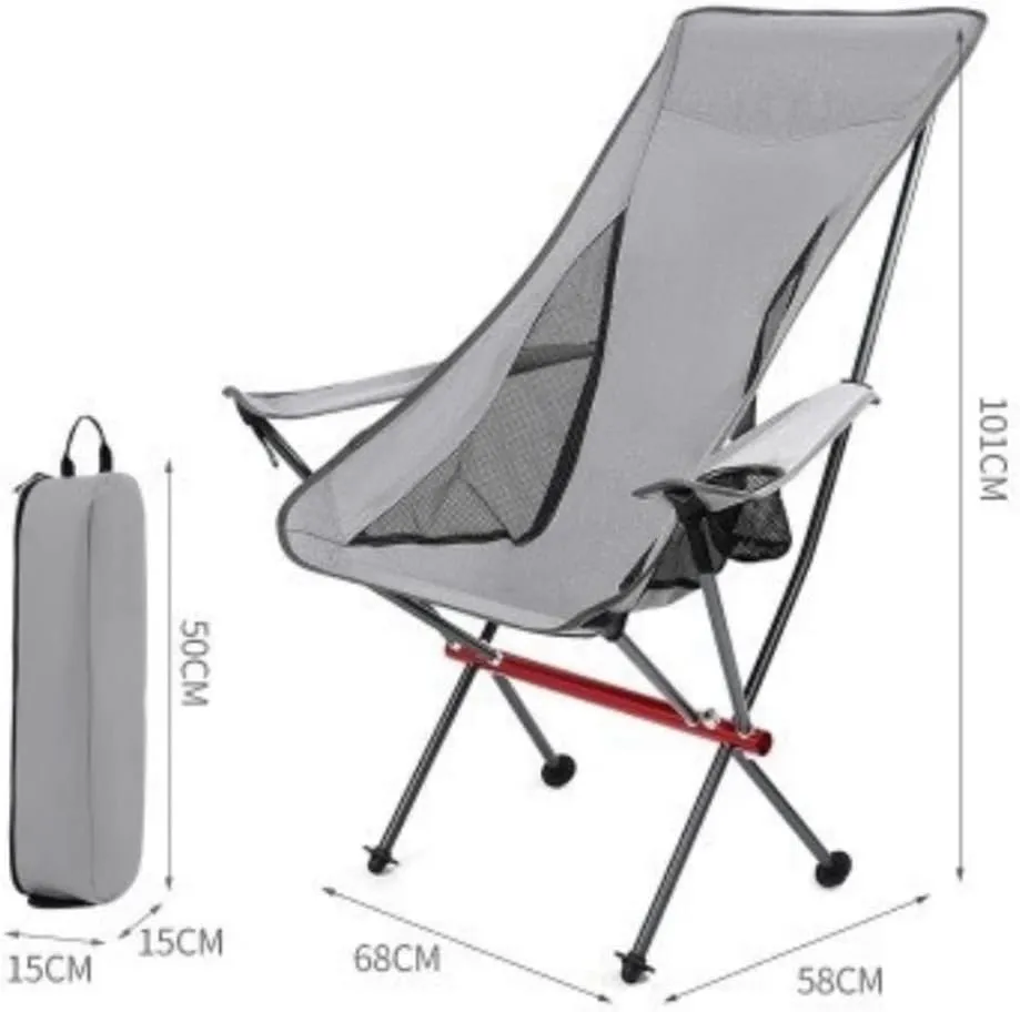 Outdoor Chair Folding Camping Chair Outdoor Camping High Back Chair Portable Ultralight Seat Backpacking Chair with Soft Armrests for Hiking Camping Chair Foldable Chair