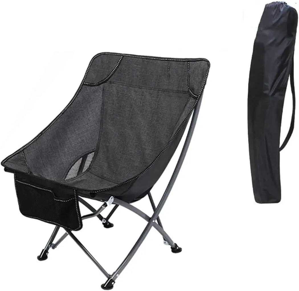 Outdoor Chair Folding Camping Chair Portable Folding Chair with Mesh Side Pocket Backrest Stool Camping Backpacking Chair for Fishing Beach Travel Picnic Camping Chair Foldable Chair