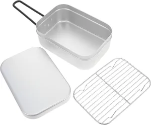 Outdoor Cooking Essential 2pcs Aluminum Hiking Square Container Thermal Lunch Box for Camping Backpacking Stain-resistant