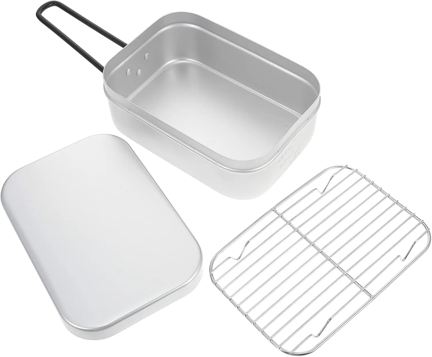 Outdoor Cooking Essential 2pcs Aluminum Hiking Square Container Thermal Lunch Box for Camping Backpacking Stain-resistant