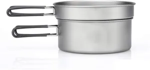 Outdoor Cooking Utensils Picnic Camping Cookware Portable Pure Titanium Cookware for 2-3 People Mountaineering Equipment Pots & Pans