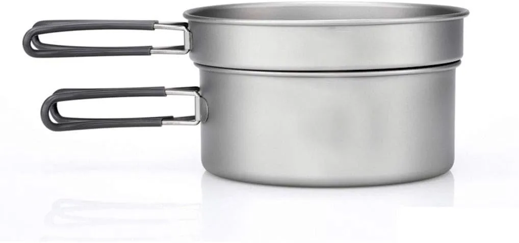 Outdoor Cooking Utensils Picnic Camping Cookware Portable Pure Titanium Cookware for 2-3 People Mountaineering Equipment Pots & Pans
