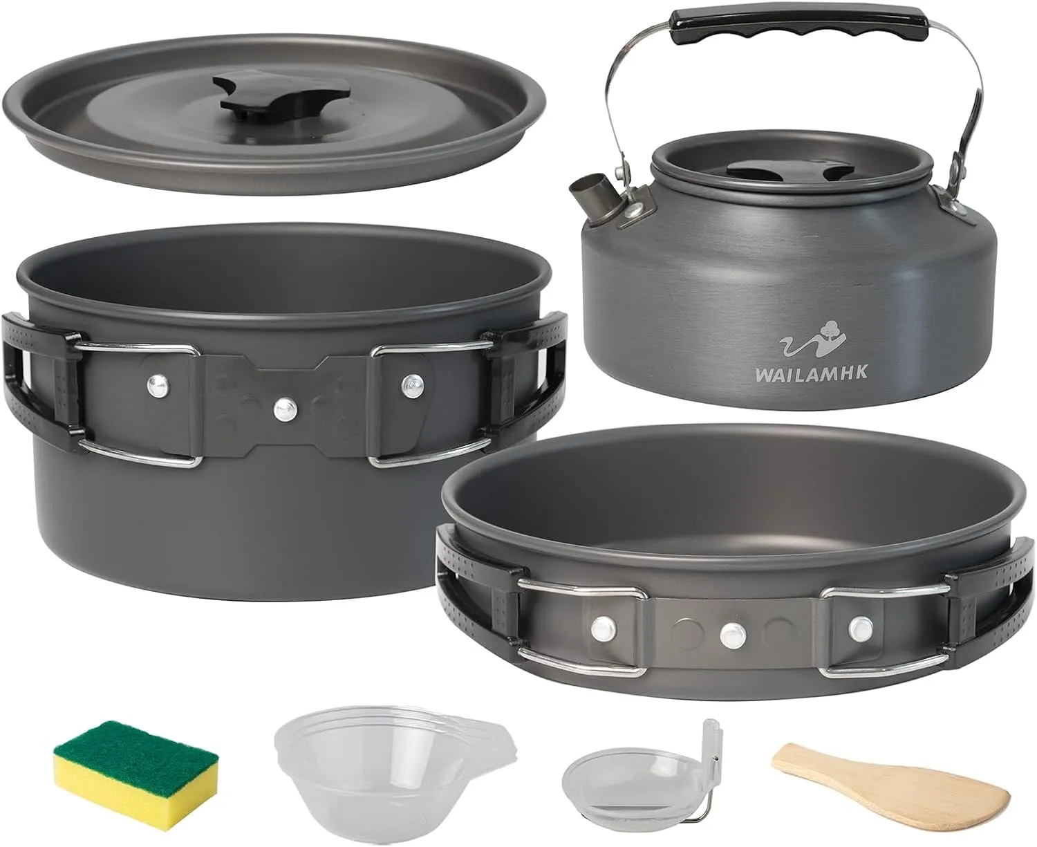 Outdoor Cookware Set, 10-Piece Camping Cookware with Pots, Pans, Bowls, and Utensils - Lightweight, Compact, and Durable for Hiking, Backpacking, and Survival
