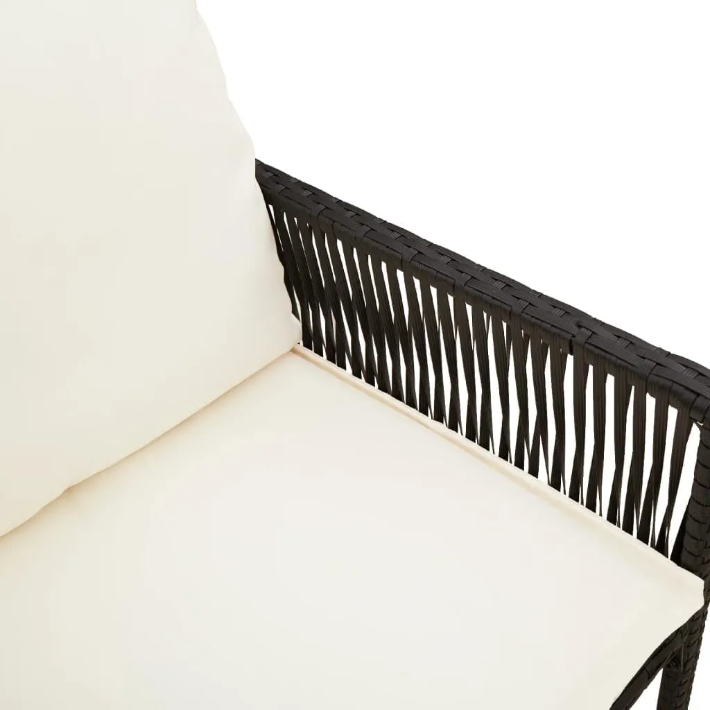 Outdoor Dining Chairs Beach Chair Camping Chairs Kitchen Chairs - Patio Bar Stools with Cushions 2 pcs Black Poly Rattan for Terrace Garden Outside Campsites