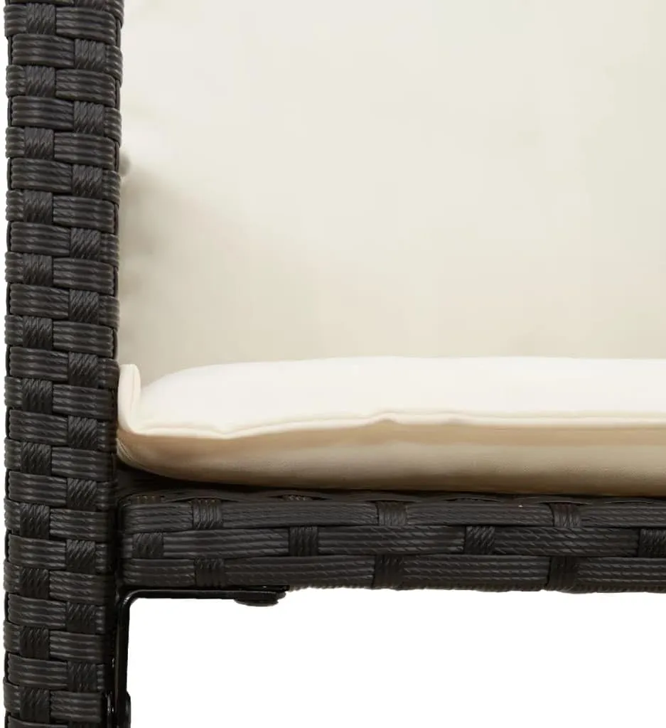 Outdoor Dining Chairs Beach Chair Camping Chairs Kitchen Chairs - Patio Bar Stools with Cushions 2 pcs Black Poly Rattan for Terrace Garden Outside Campsites