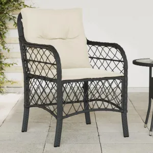 Outdoor Dining Chairs Dining Chairs Camping Chairs Lawn Chairs - Patio Chairs with Cushions 2 pcs Black Poly Rattan for Park Garden Campsites Beaches