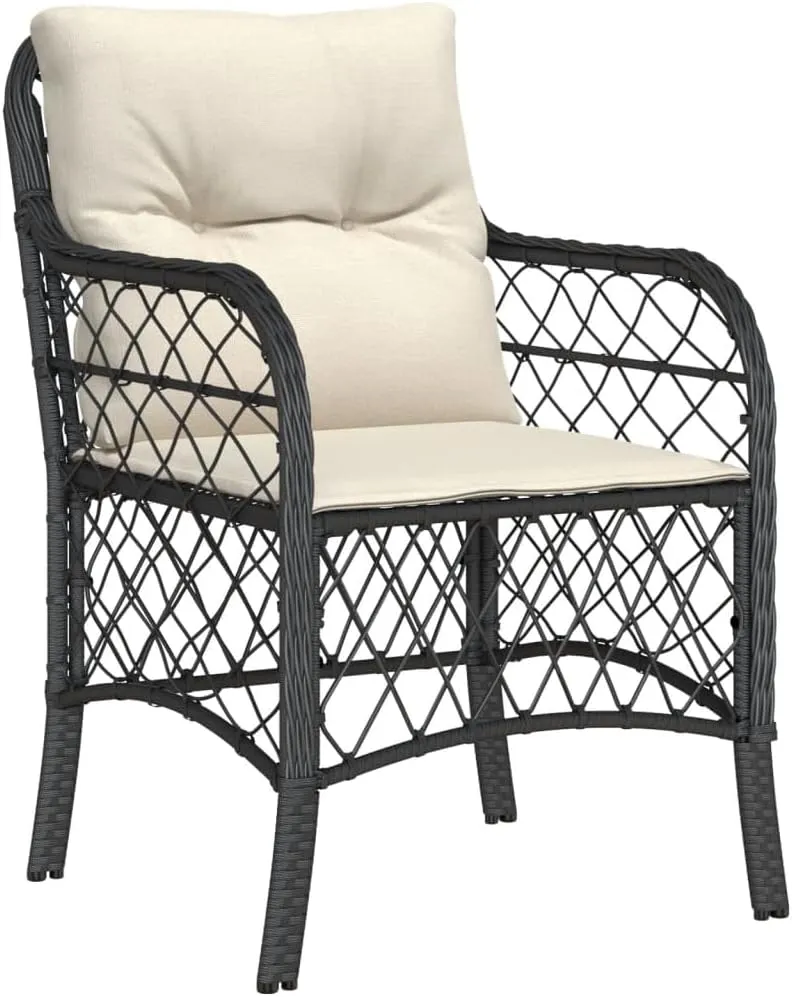 Outdoor Dining Chairs Dining Chairs Camping Chairs Lawn Chairs - Patio Chairs with Cushions 2 pcs Black Poly Rattan for Park Garden Campsites Beaches