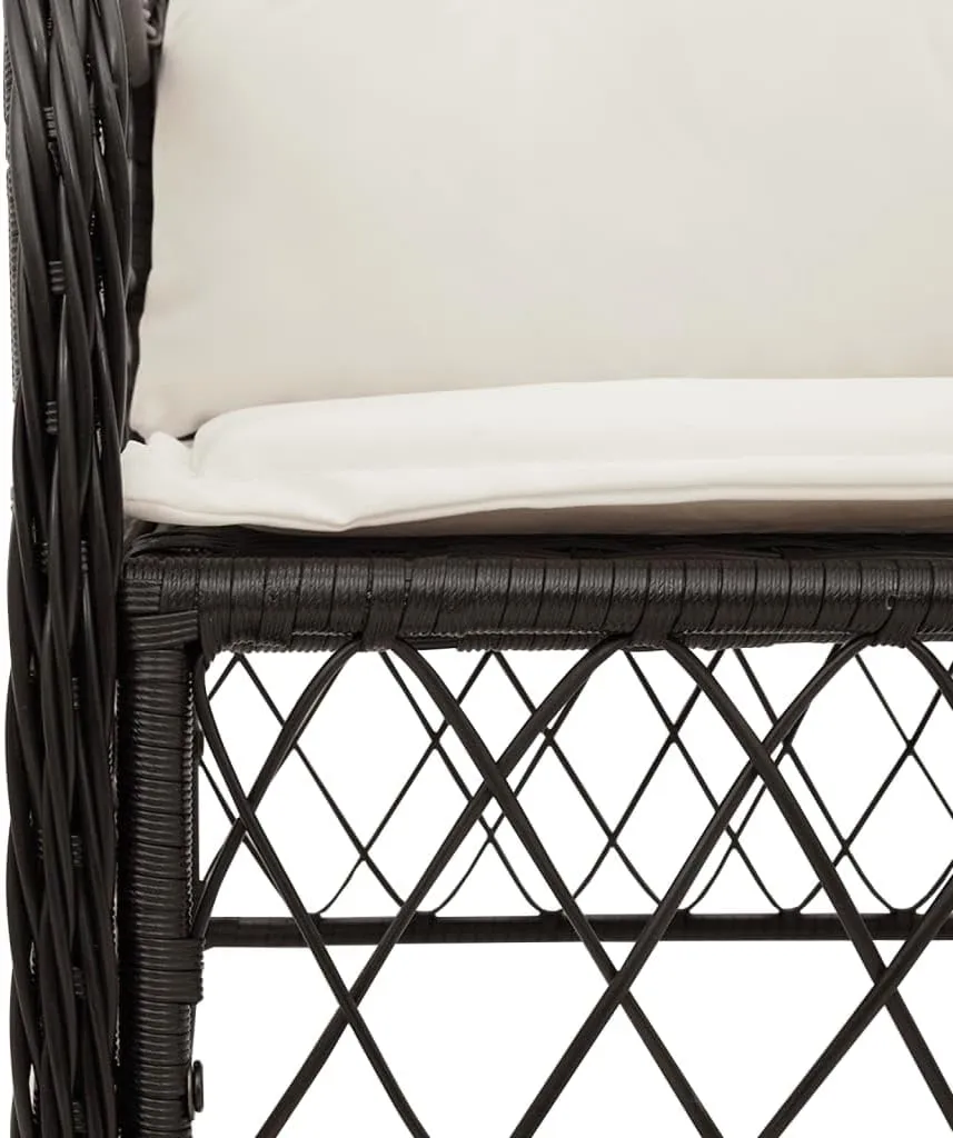 Outdoor Dining Chairs Dining Chairs Camping Chairs Lawn Chairs - Patio Chairs with Cushions 2 pcs Black Poly Rattan for Park Garden Campsites Beaches
