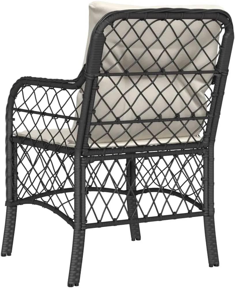 Outdoor Dining Chairs Dining Chairs Camping Chairs Lawn Chairs - Patio Chairs with Cushions 2 pcs Black Poly Rattan for Park Garden Campsites Beaches