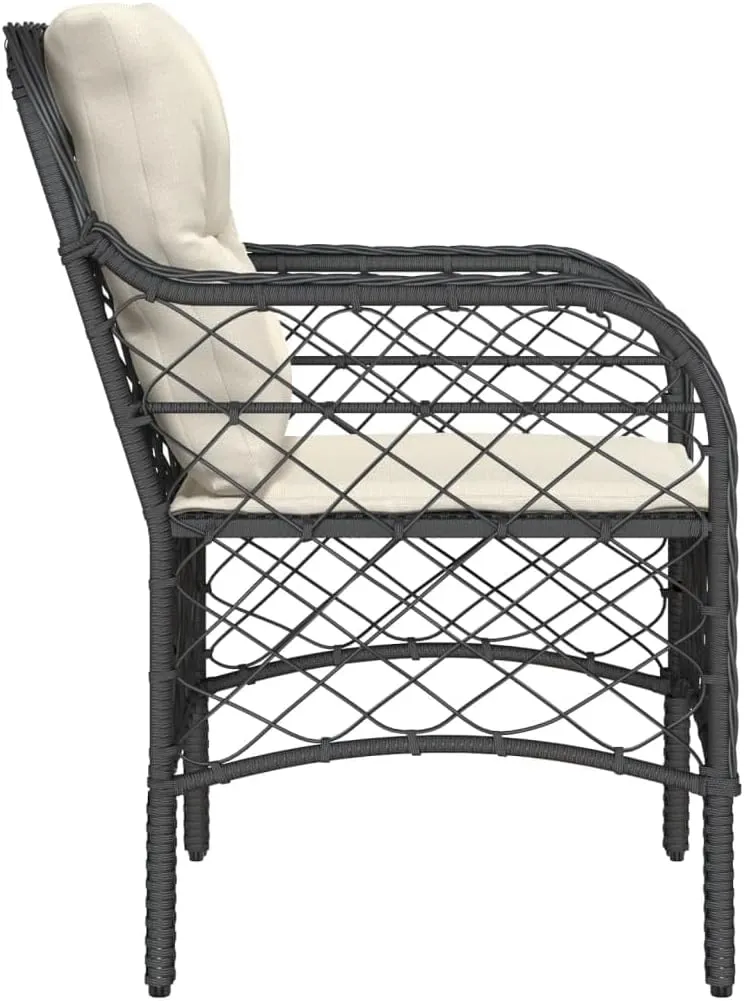 Outdoor Dining Chairs Dining Chairs Camping Chairs Lawn Chairs - Patio Chairs with Cushions 2 pcs Black Poly Rattan for Park Garden Campsites Beaches
