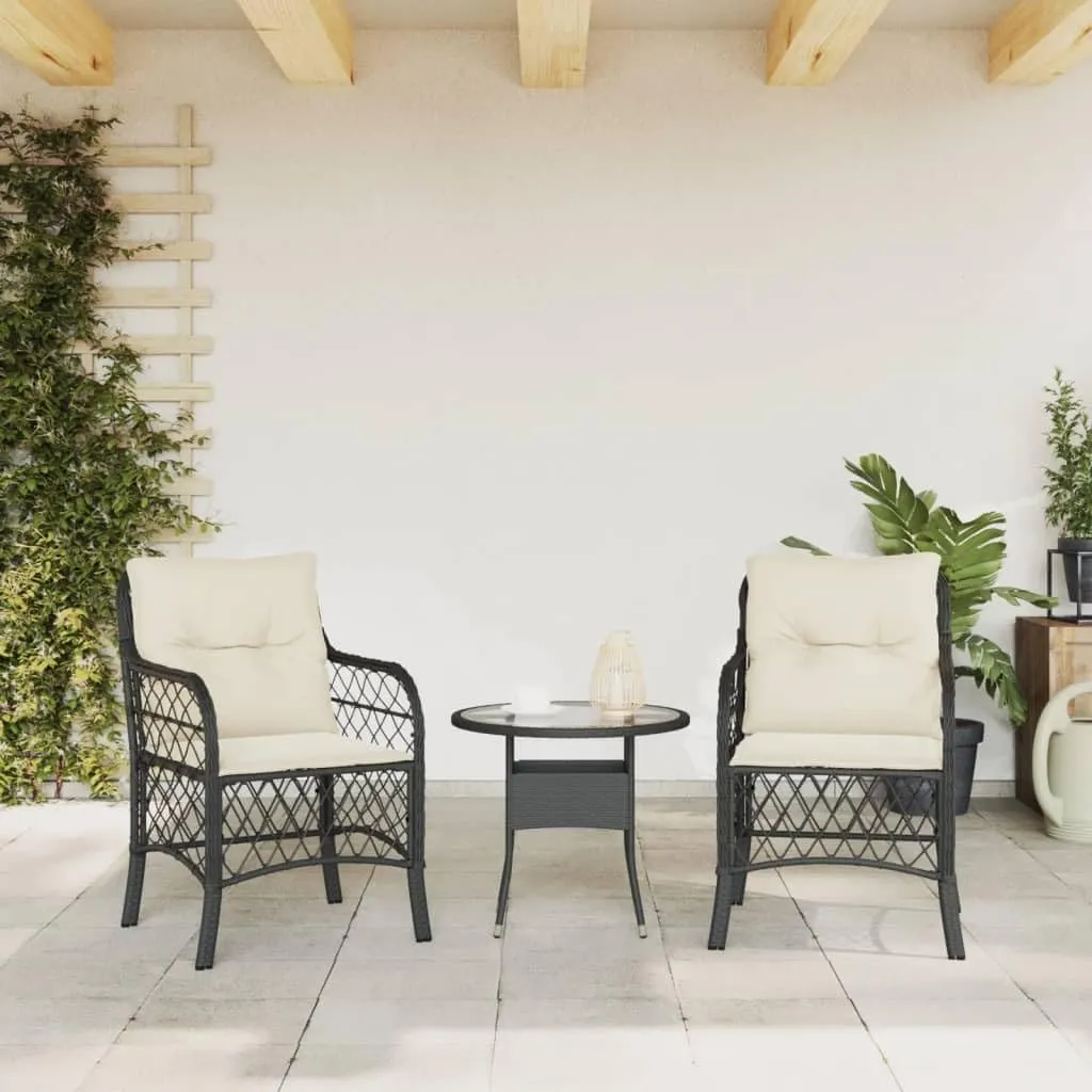 Outdoor Dining Chairs Dining Chairs Camping Chairs Lawn Chairs - Patio Chairs with Cushions 2 pcs Black Poly Rattan for Park Garden Campsites Beaches