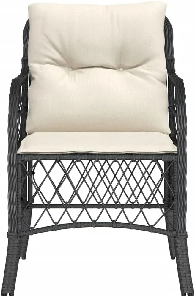Outdoor Dining Chairs Dining Chairs Camping Chairs Lawn Chairs - Patio Chairs with Cushions 2 pcs Black Poly Rattan for Park Garden Campsites Beaches