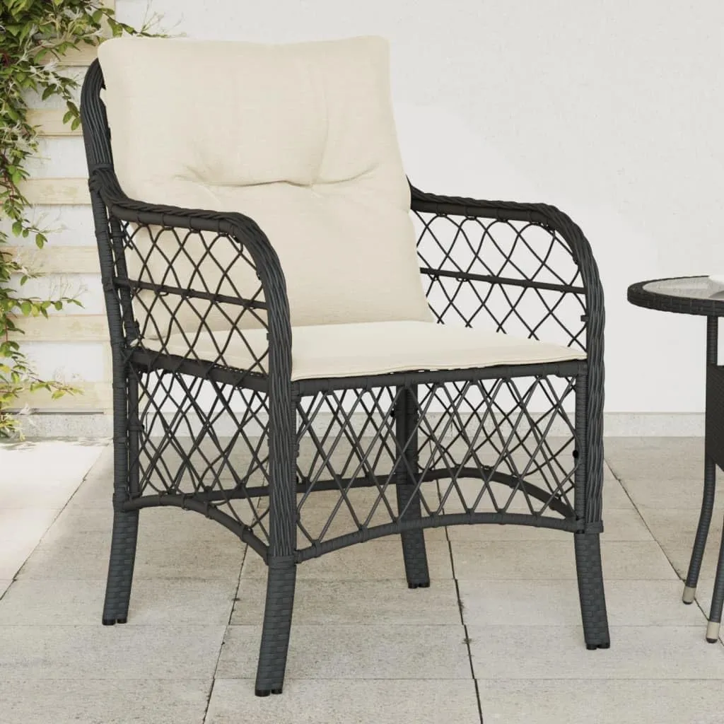 Outdoor Dining Chairs Dining Chairs Camping Chairs Lawn Chairs - Patio Chairs with Cushions 2 pcs Black Poly Rattan for Park Garden Campsites Beaches