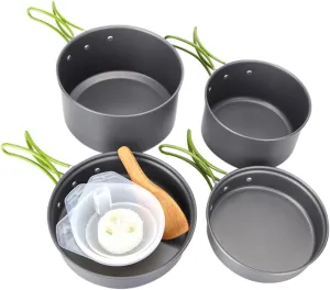 Outdoor Dinnerware Set Camping Cookware Portable Kit Alumina Pot Pan for 2-3 People